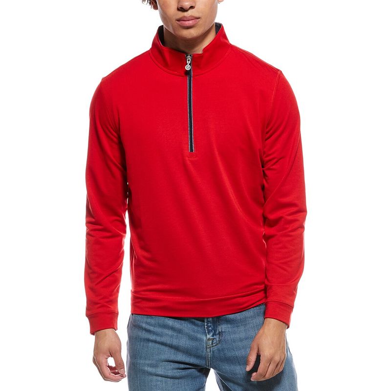 Ashworth Mens French Terry 1/4-Zip, Red